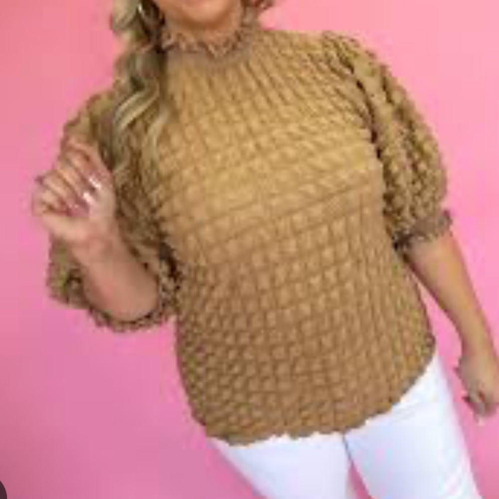 Simply Southern Tan Bubble Breeze Top – Size XL NWT